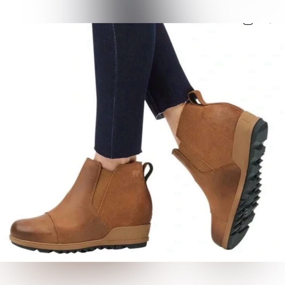 Sorel Evie Tan Ankle Booties, Size 10